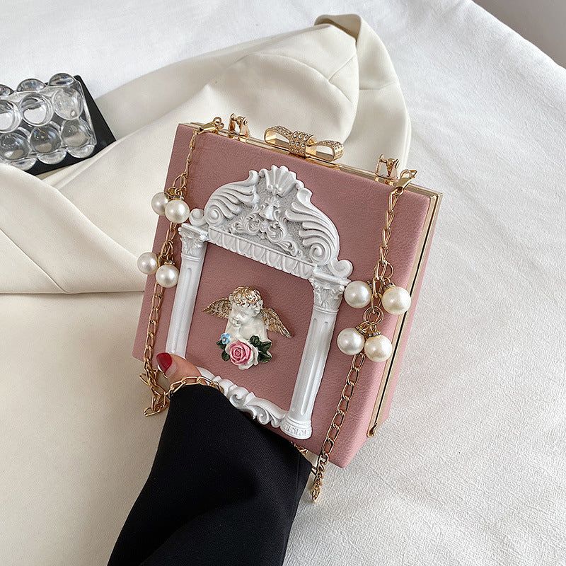 Fashion Women Pearl Design Chain Evening Party Clutch Bags-Handbags-Black Angel-Free Shipping Leatheretro