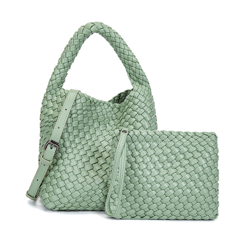 Summer PU Minimalist Boho Shoulder Bag with Detachable Mini Purse-Handbags-Black-Free Shipping Leatheretro