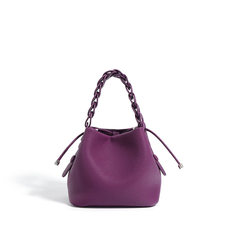 Genuine Top-Grain Leather Bucket Bag-Tote Bags-black-Free Shipping Leatheretro