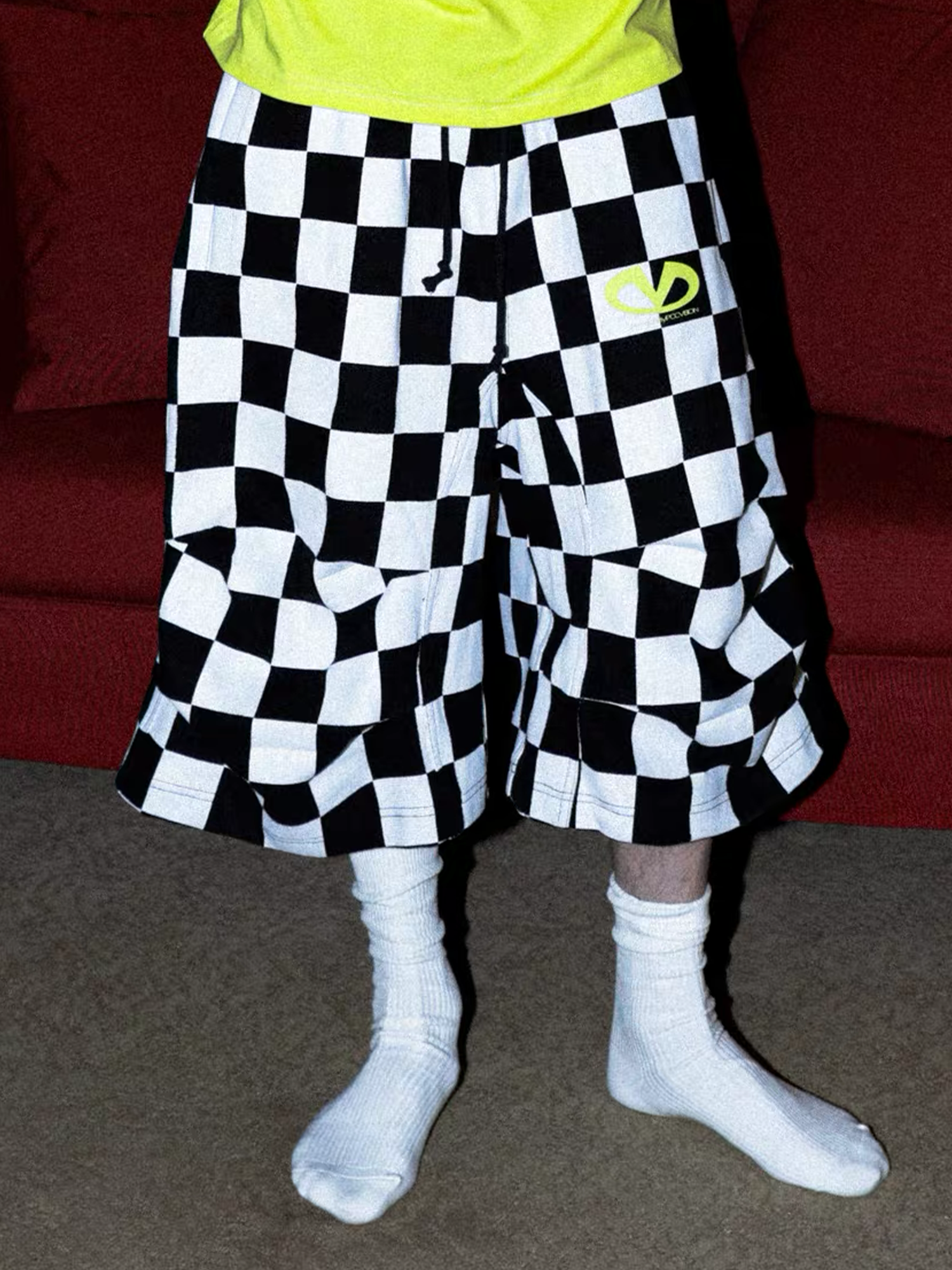 PCCVISION Checkerboard Pleated Baggy Shorts-Shorts-S (Preorder)-Free Shipping Leatheretro