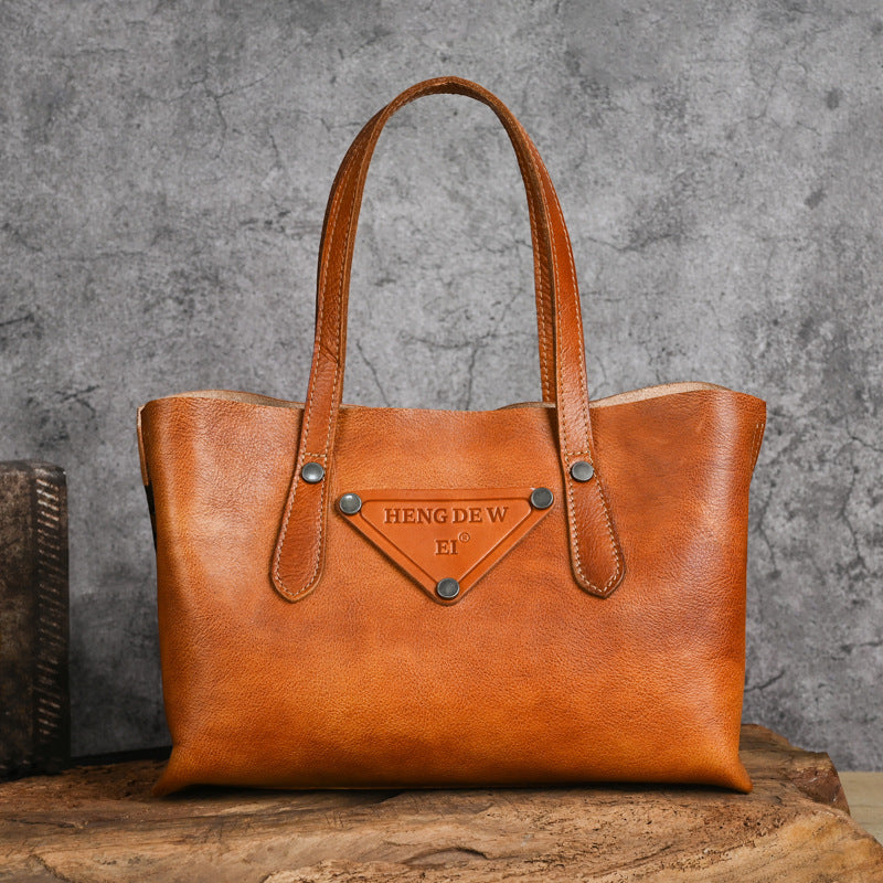 Vintage Genuine Leather Crossbody Bag Tote Bags-Brown-Free Shipping Leatheretro