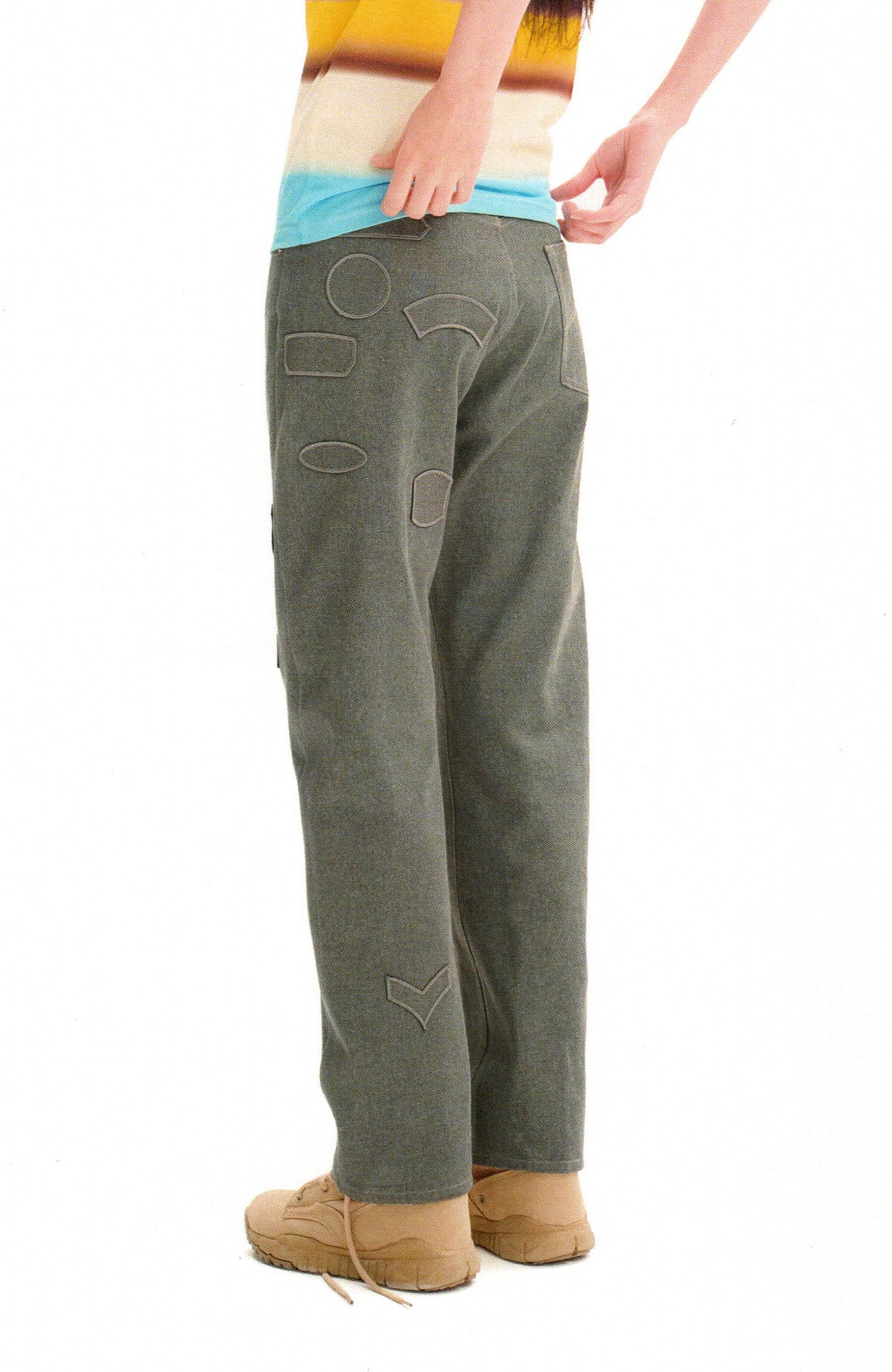 URBAN+FOREST Minimal Patch Straight-Leg Denim-Jeans-S-Green-Free Shipping Leatheretro