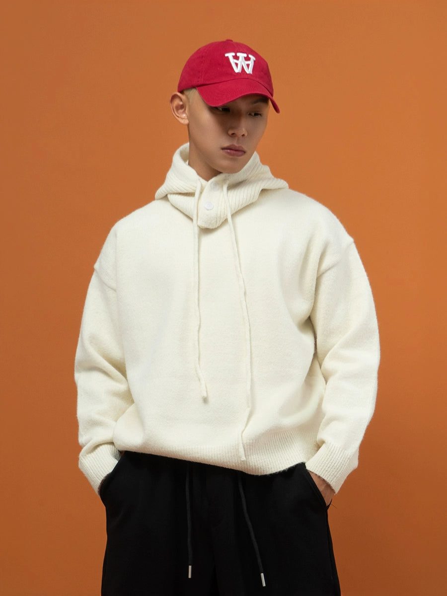 CLP Unisex Split Hoodie Snood Knit Sweater-Gray-S-Free Shipping Leatheretro