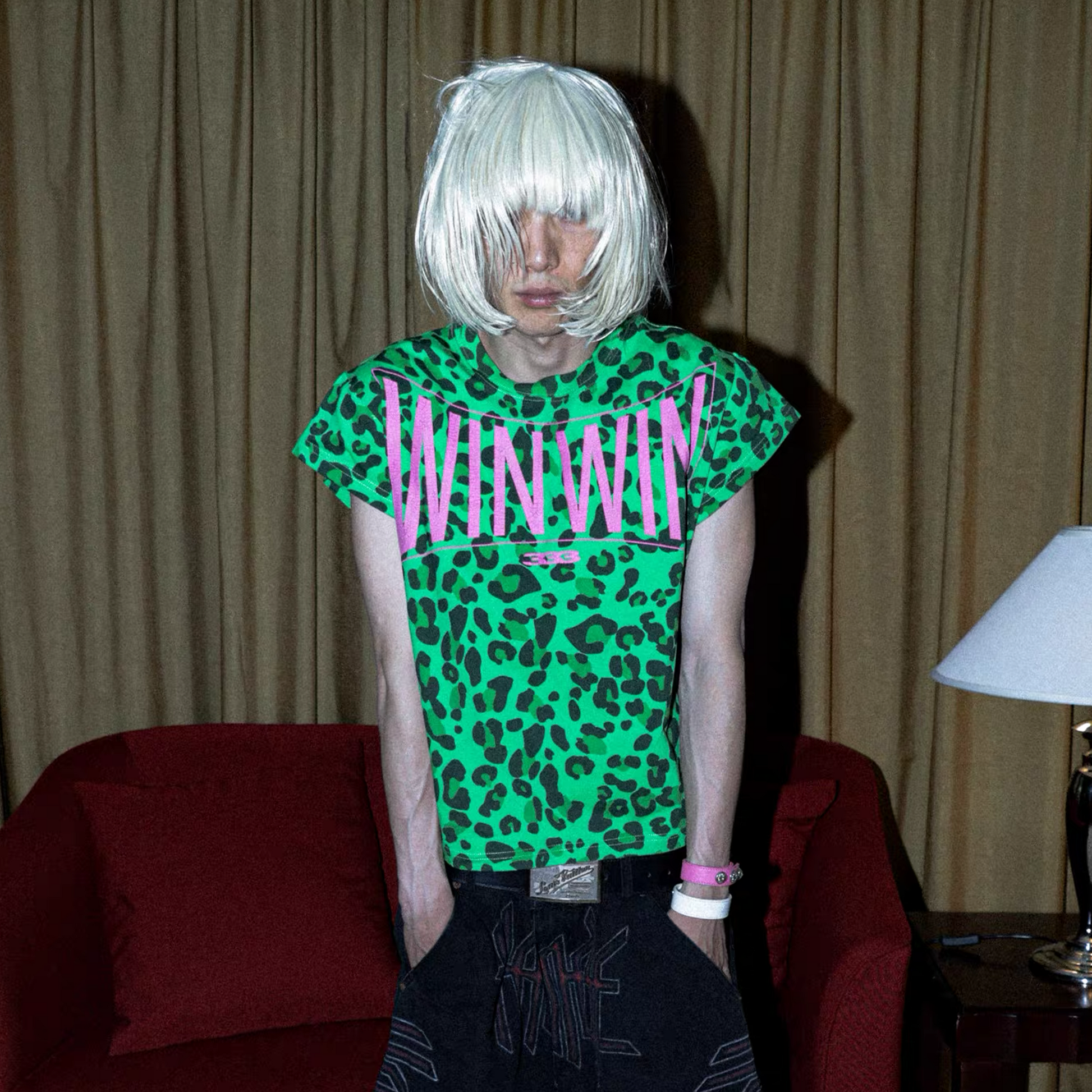 PCCVISION Contrast Leopard Crackled Foil Graphic T-Shirt-T Shirt-S (Preorder)-Green-Free Shipping Leatheretro