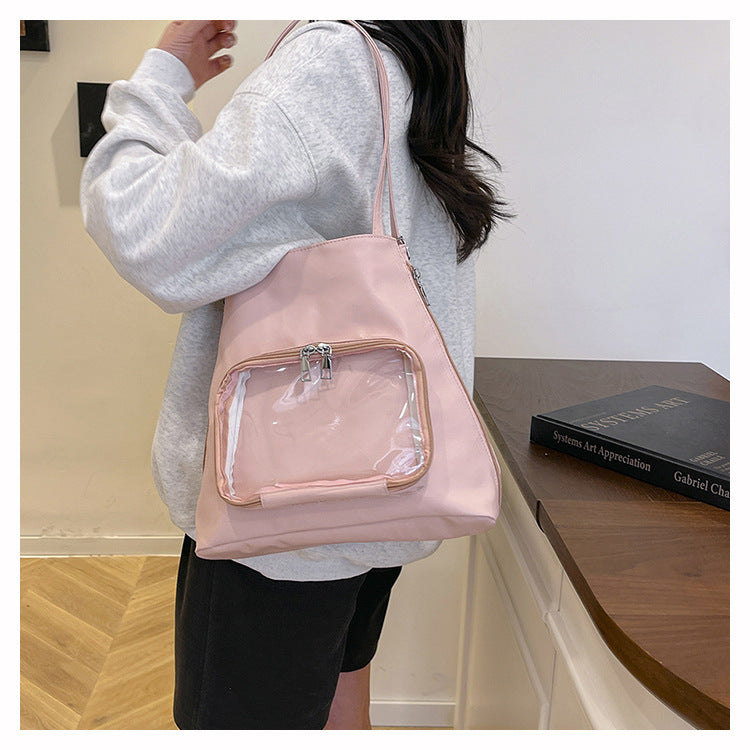 Women's Large Tote Backpack-White-Free Shipping Leatheretro