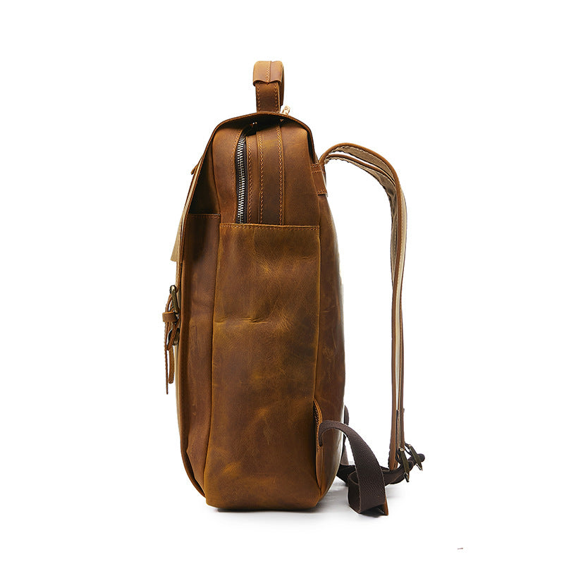 Genuine Leather Men's Backpack-Backpack-Black-30cm*10cm*38cm-Free Shipping Leatheretro