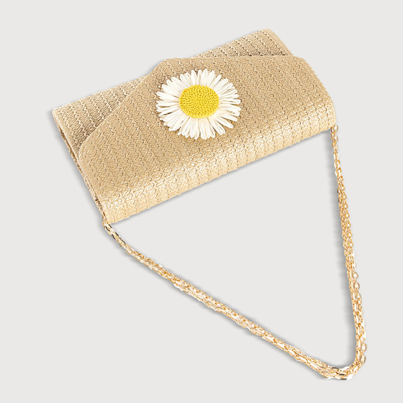 Women's Woven Flower Straw Crossbody Bag-apricot-Free Shipping Leatheretro