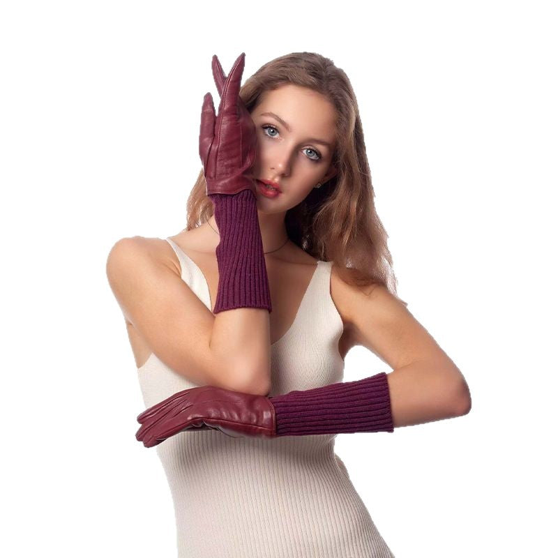 Women's Winter Warm Fleece Lined Leather Glove-Black-M-Free Shipping Leatheretro