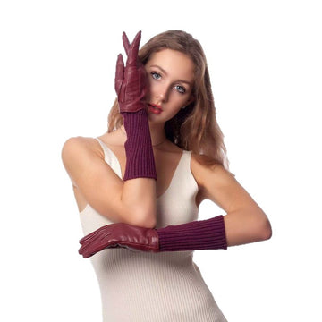 Women's Winter Warm Fleece Lined Leather Glove-Black-M-Free Shipping Leatheretro