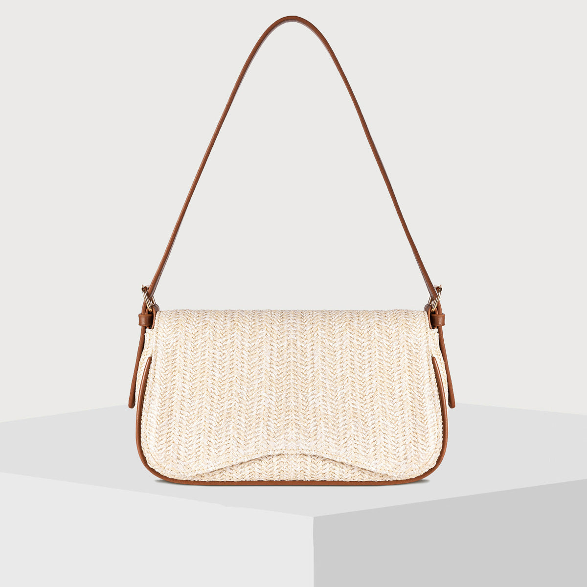 Women's Straw Woven Shoulder Bag-Ivory-Free Shipping Leatheretro