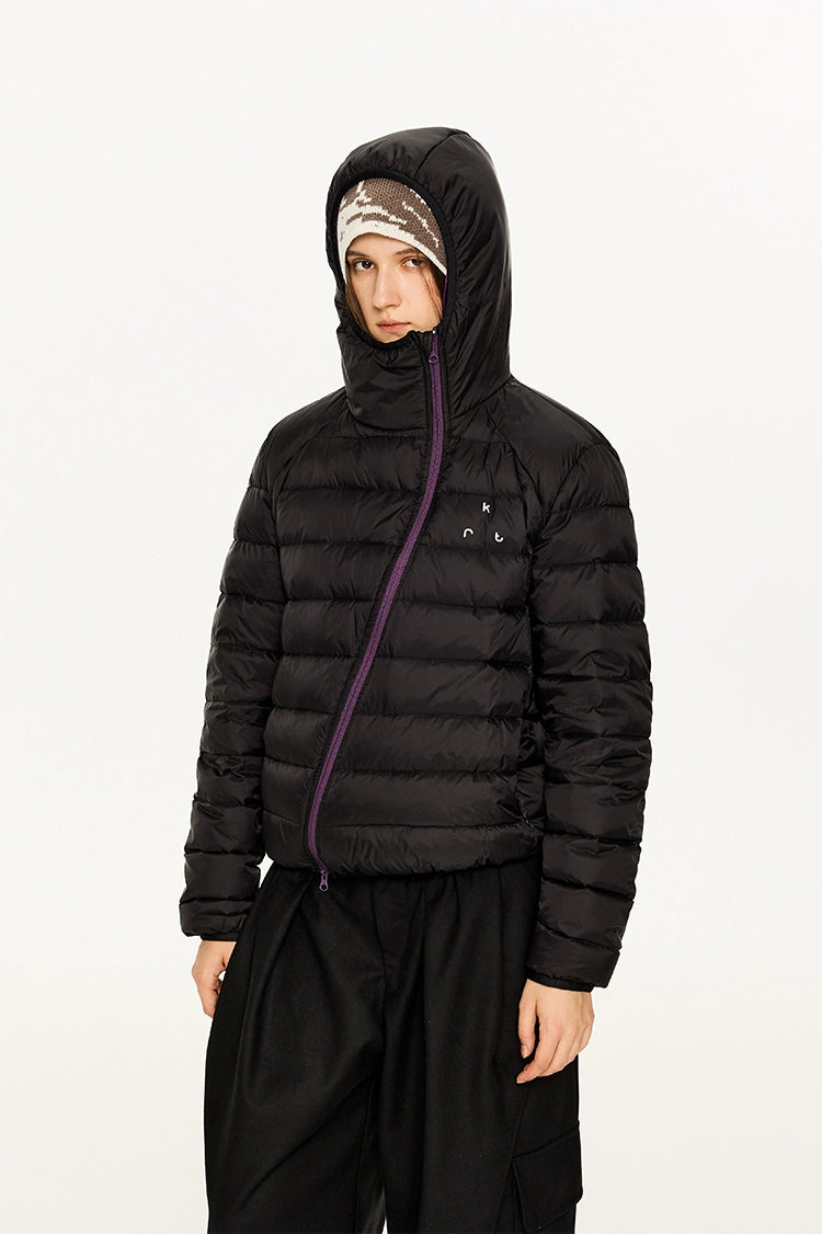 KREATE Color-Block Down Jacket with 90% White Duck Down-Black-S-Free Shipping Leatheretro