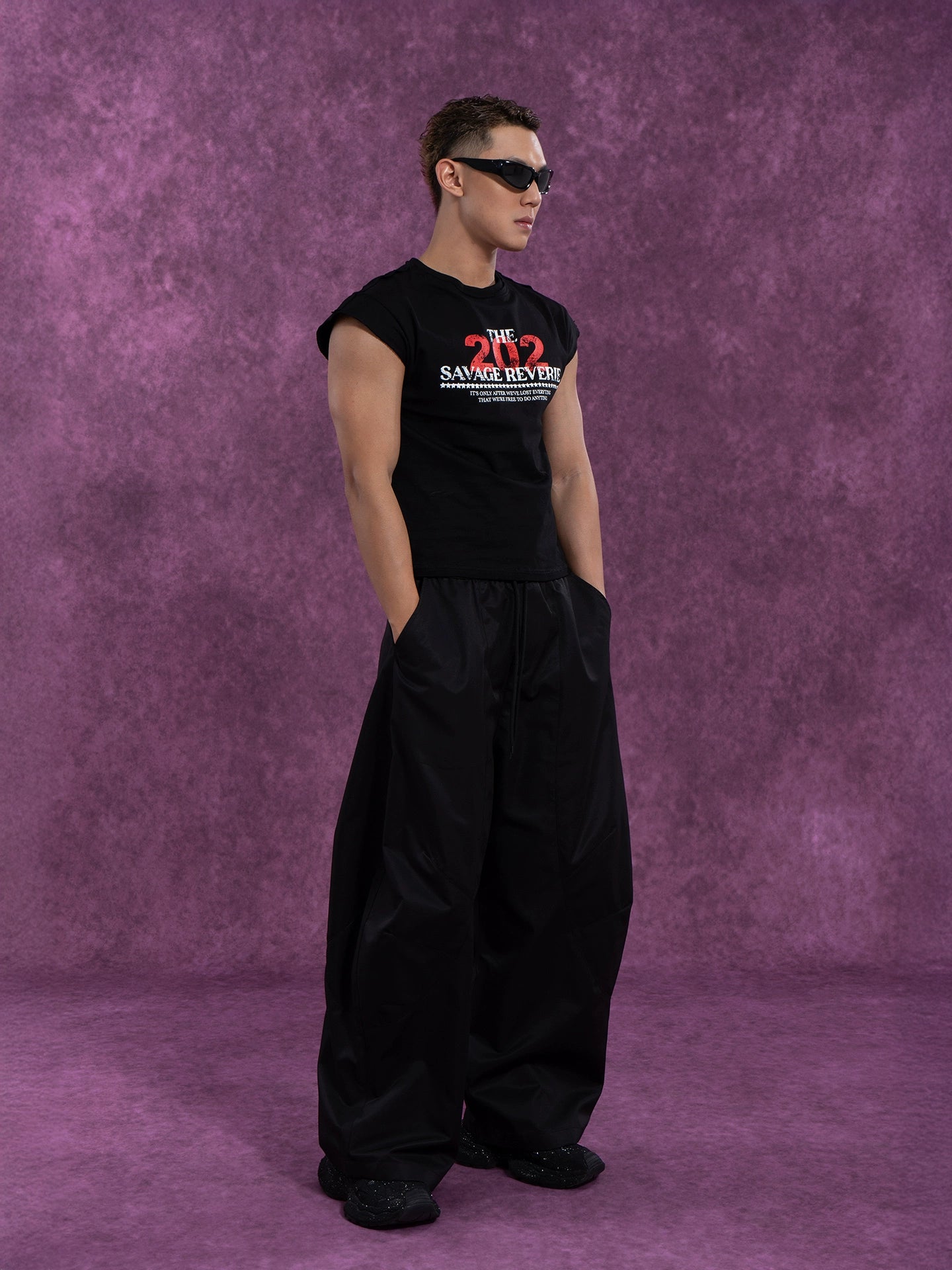 CLP Men's Wide Leg Cargo Joggers-White-M-Free Shipping Leatheretro