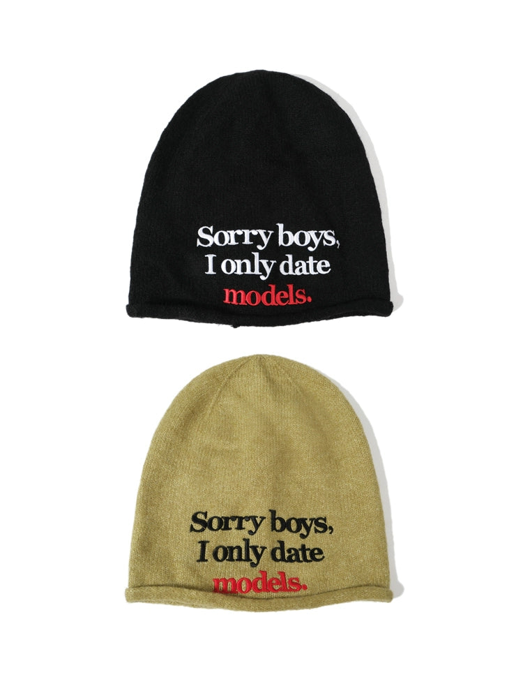 WCC Sorry Boys I Only Date Models Knitted Beanie-Black-Free Size for All-Free Shipping Leatheretro
