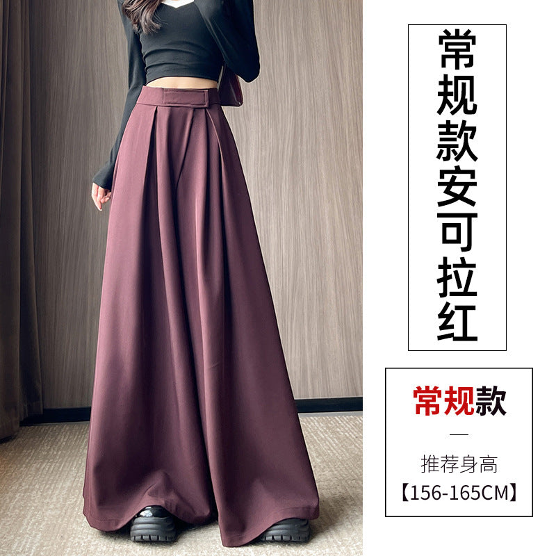 Casual High Waist Loose Wide Legs Straight Pants-Pants-Red-S-Free Shipping Leatheretro