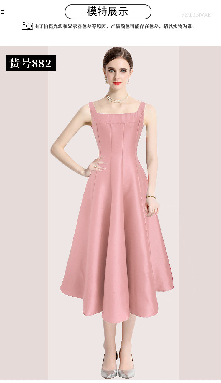 Vintage Simple Ball Evening Party Dresses-Dresses-Pink-2XL-Free Shipping Leatheretro