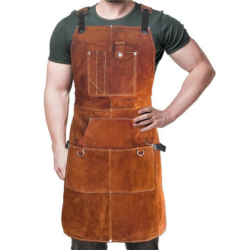 Flame-Resistant & Waterproof Work Apron-Apron-Brown-Free Shipping Leatheretro