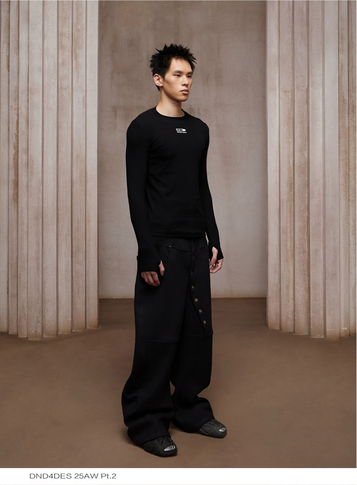 DND4DES Men's Long Sleeve T-Shirt - Ribbed Stretch Fit-Black-S-Free Shipping Leatheretro