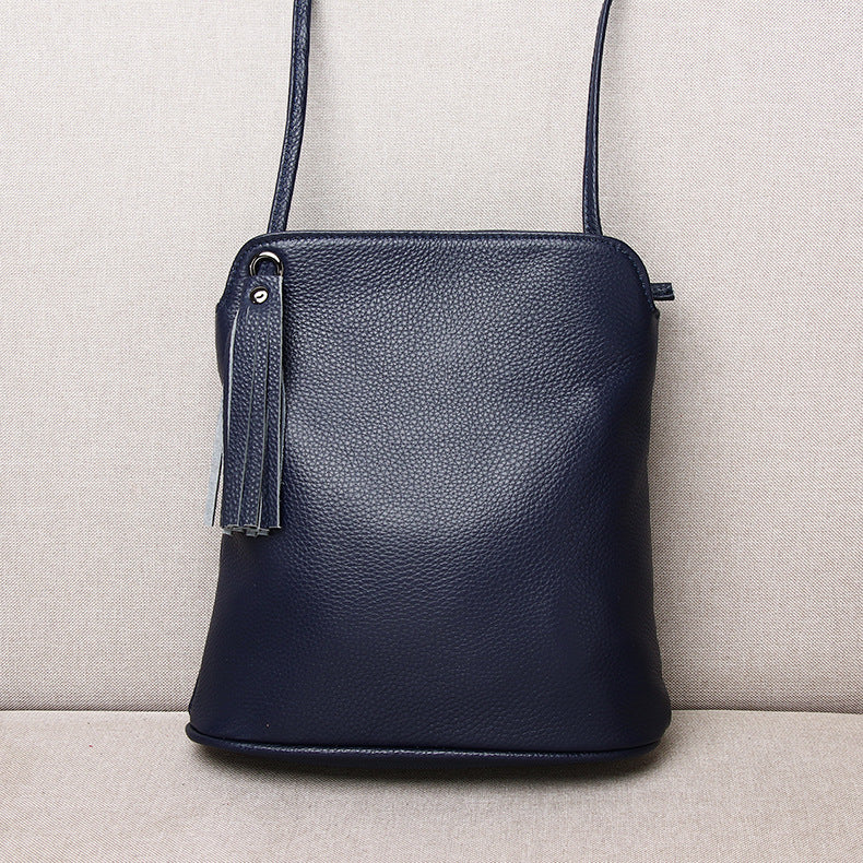 Women's Soft Genuine Leather Bucket Bag-Royal blue large-Free Shipping Leatheretro