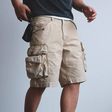 NEIGBORL Washed Multi-Pocket Cargo Shorts-Shorts-S-Khaki-Free Shipping Leatheretro