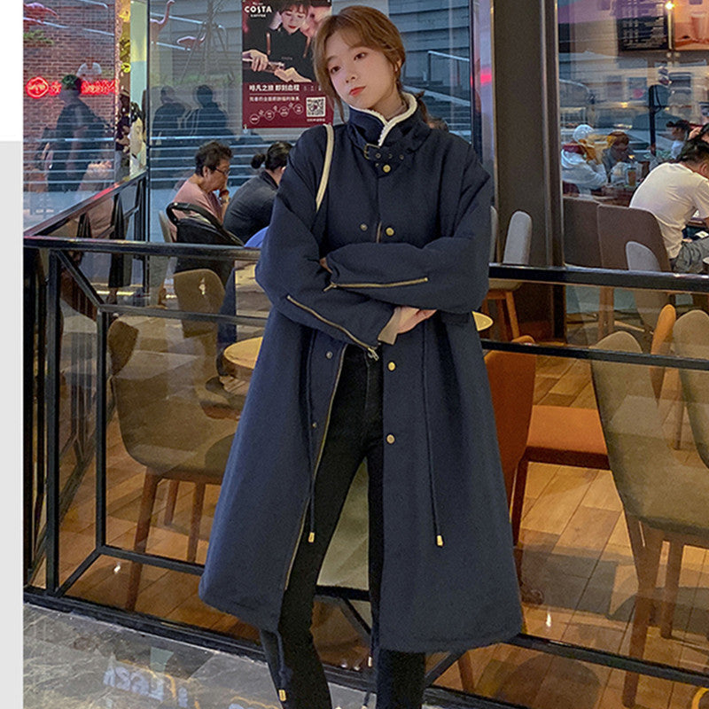 Fashion Winter Warm Long Overcoats for Women-Outerwear-Navy Blue-XS 40-50 kg-Free Shipping Leatheretro