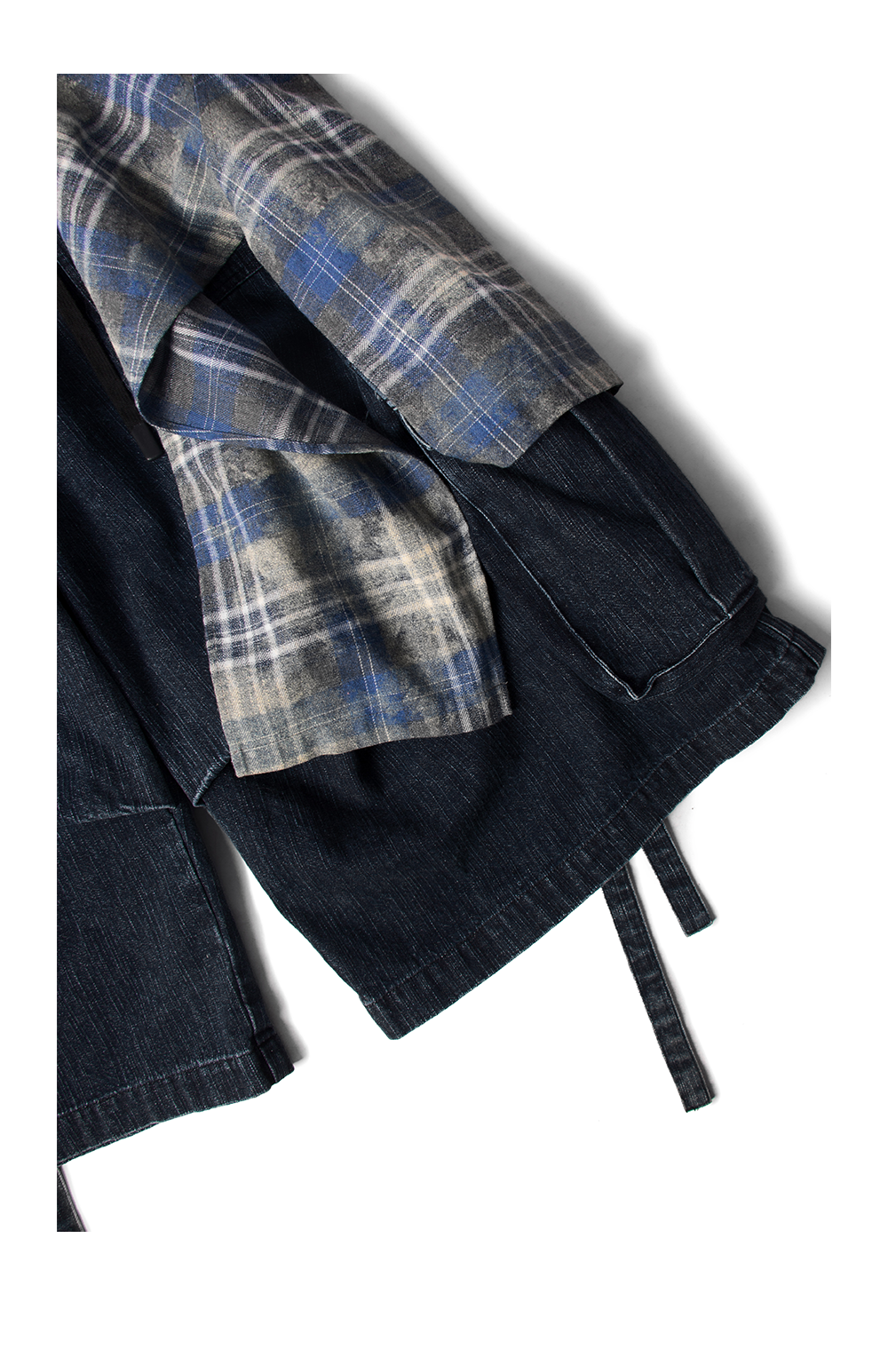 RELABEL Detachable Frill Tie-Detail Washed Denim Shorts - Distressed Blue Jeans-Blue-XS-Free Shipping Leatheretro