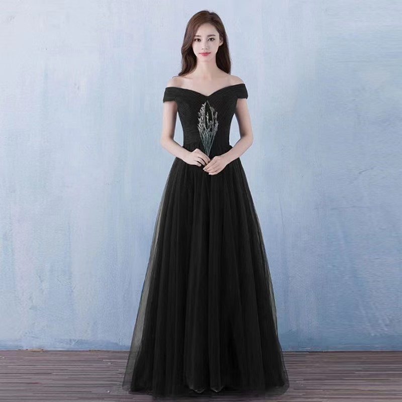 Elegant Off The Shoulder Long Party Dresses-Dresses-Black-US 2-Free Shipping Leatheretro