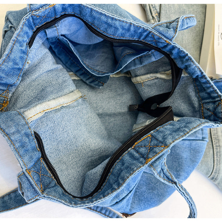 Denim Tote Bag for Women-Canvas Bag-Dark Blue-Free Shipping Leatheretro