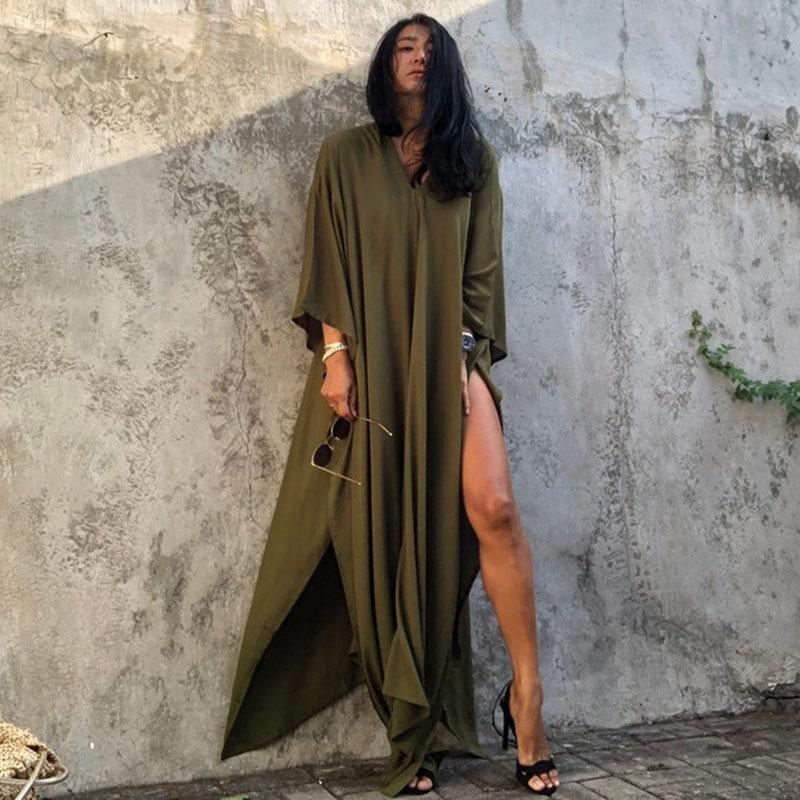 Casual Summer Holiday Long Romper Cover Up Dresses-Army Green-One Size-Free Shipping Leatheretro
