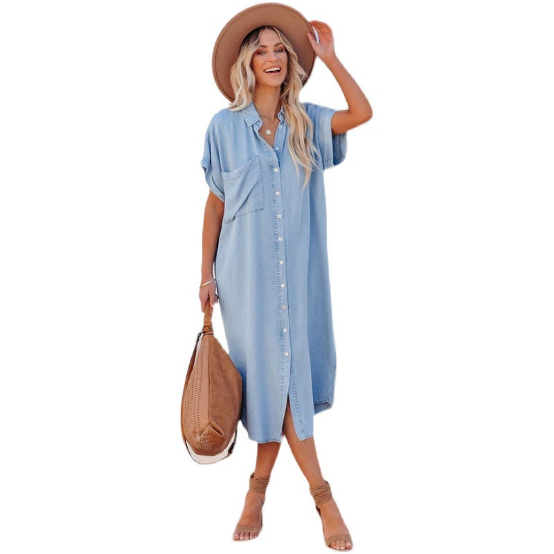 Casual Short Sleeves Long Shirts Dresses-Dresses-The same as picture-S-Free Shipping Leatheretro