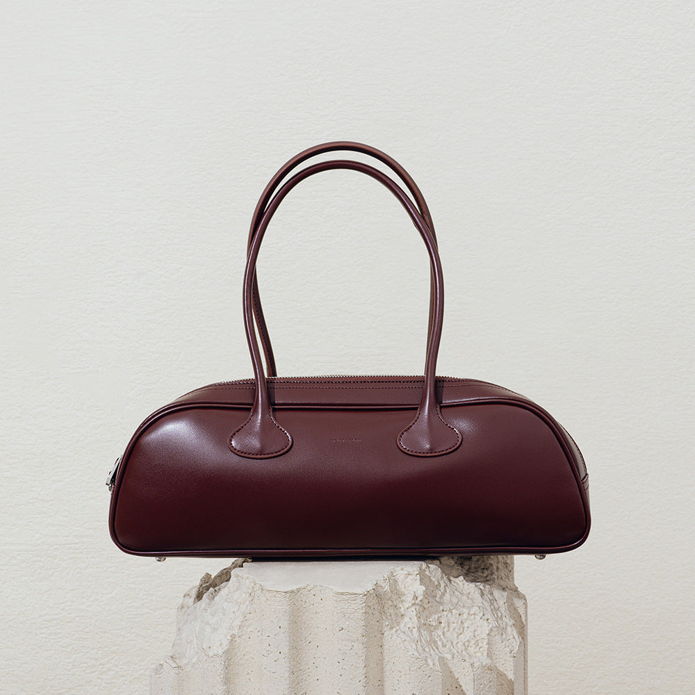 Vintage Bowling Bag – New Design Multipurpose Cowhide Leather Shoulder Handbags-Handbags-White-Free Shipping Leatheretro