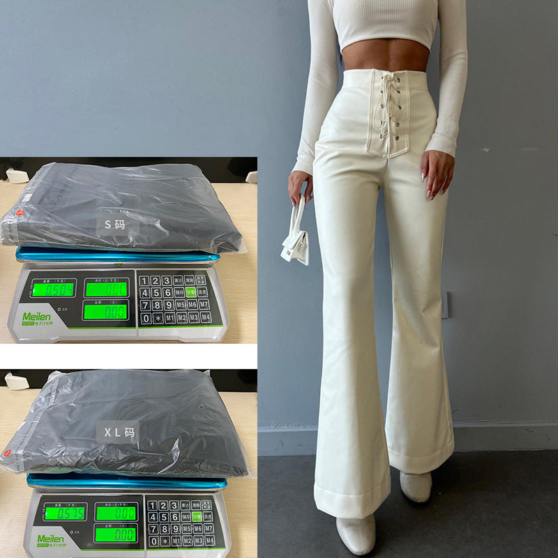 Sexy High Waist Trumpet Long Pants-Pants-White-S-Free Shipping Leatheretro