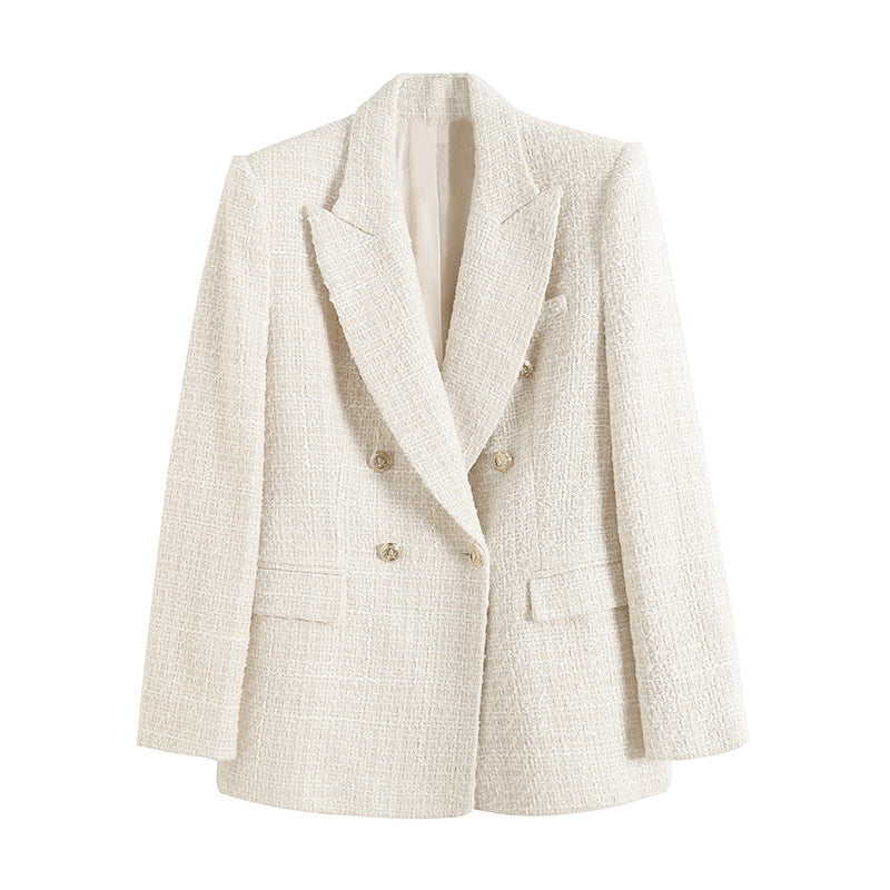 Fashion Double Breasted Blazer Overcoats-Coats & Jackets-White-XS-Free Shipping Leatheretro