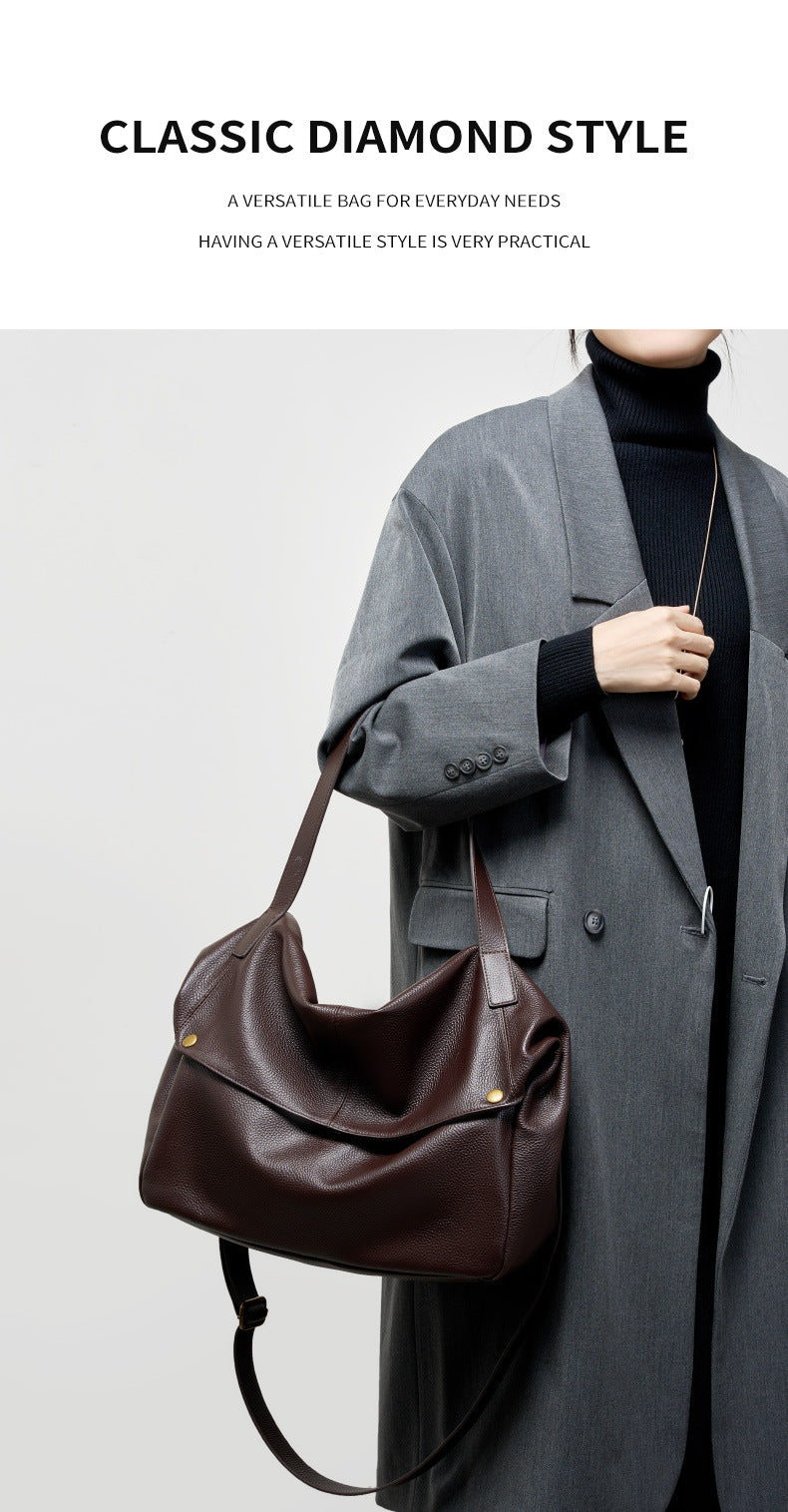 Oversized Genuine Leather Tote Bag-Handbags-Black-36*13*32cm-Free Shipping Leatheretro