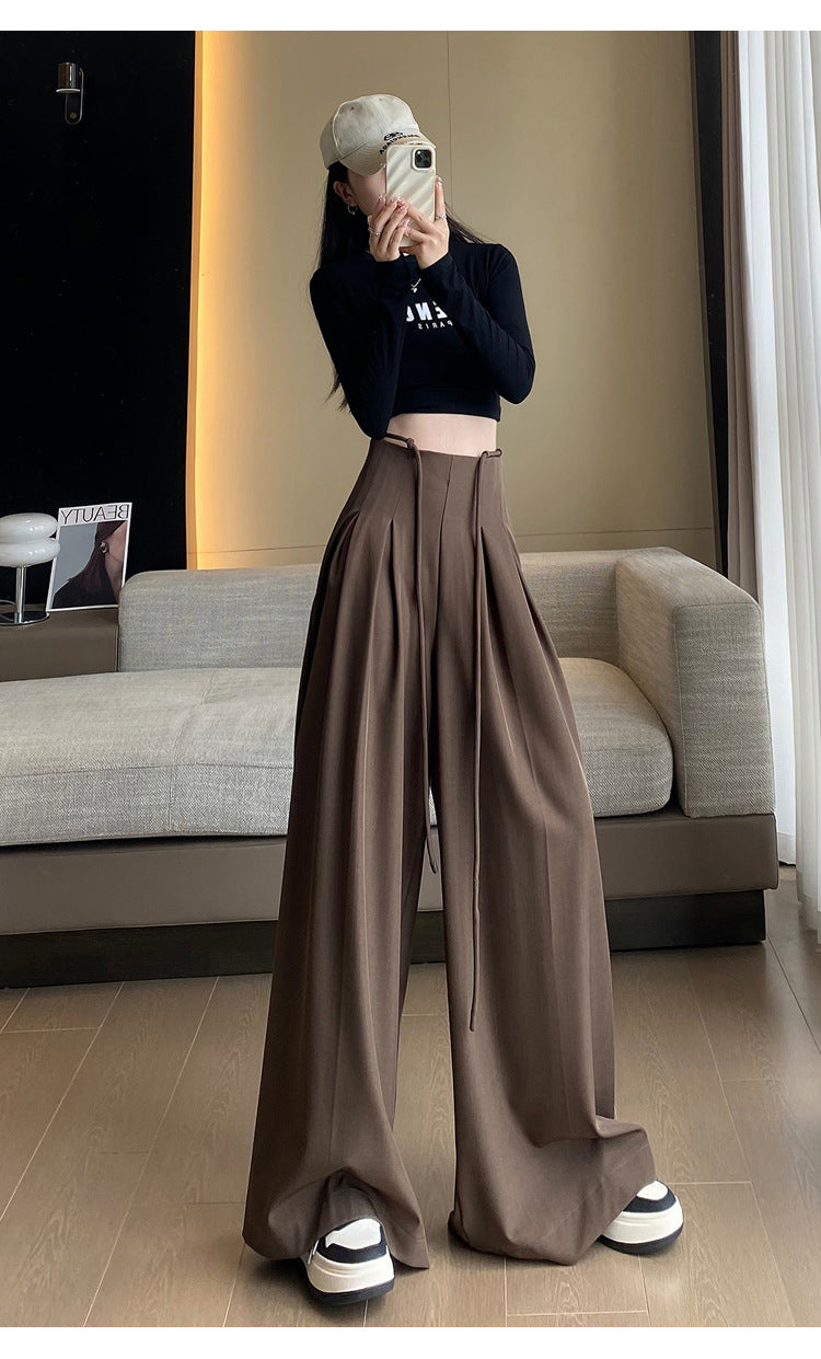 Designed High Waist Wide Legs Straight Pants-Pants-Black-S-Free Shipping Leatheretro