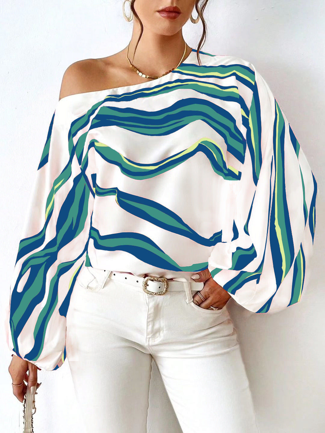 Casual Off The Shoulder Summer Blouses-Shirts & Tops-Blue-S-Free Shipping Leatheretro