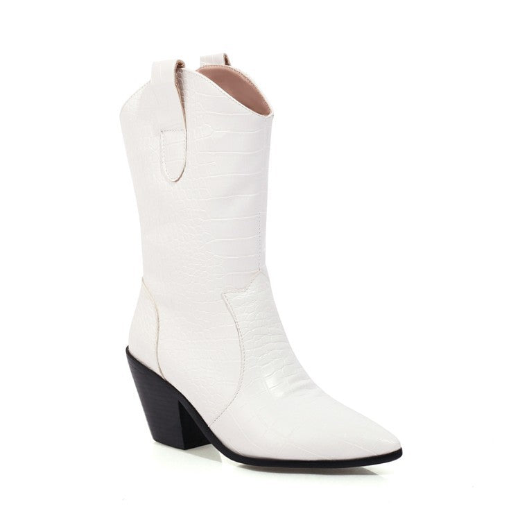 Vintage Peep Toe Chunky Heels Plus Sizes Boots-boots-White-36-Free Shipping Leatheretro