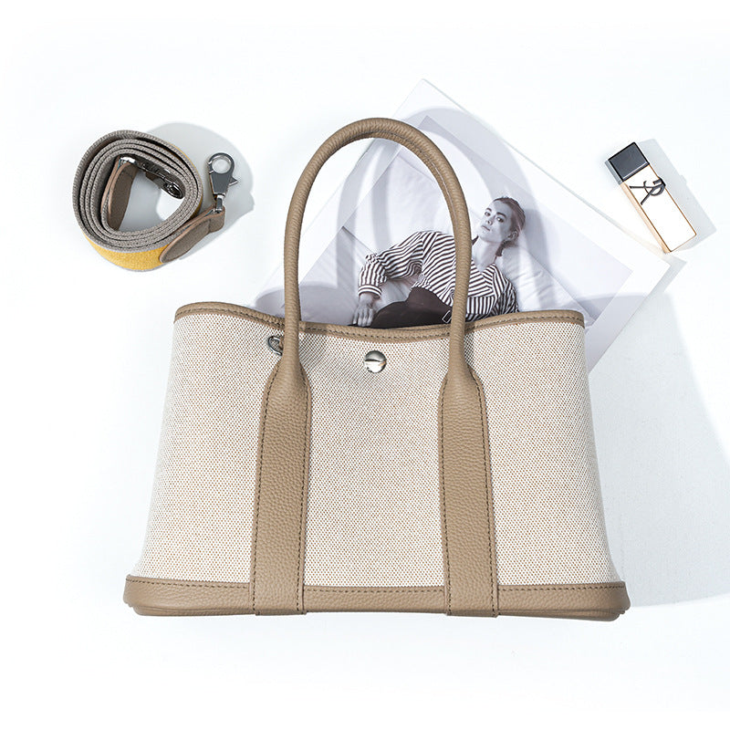 Women's Genuine Leather Tote Bag-Handbags-Elephant Grey 30CM-Free Shipping Leatheretro