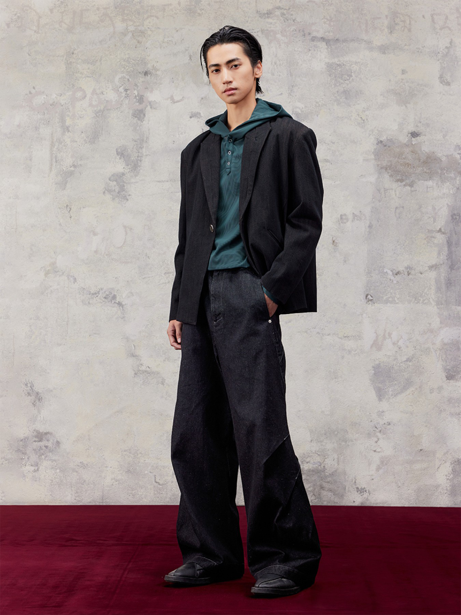 ALVNG AR ANTS Distressed Speckled Cut-Out Collar Blazer-Jacket-S-Free Shipping Leatheretro