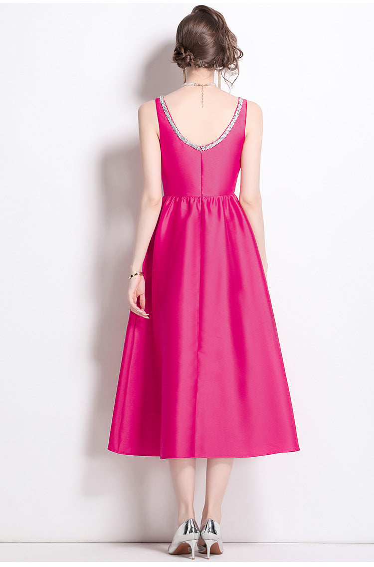 Elegant Square Neckline Sleeveless Dresses-dresses-Red-2XL-Free Shipping Leatheretro