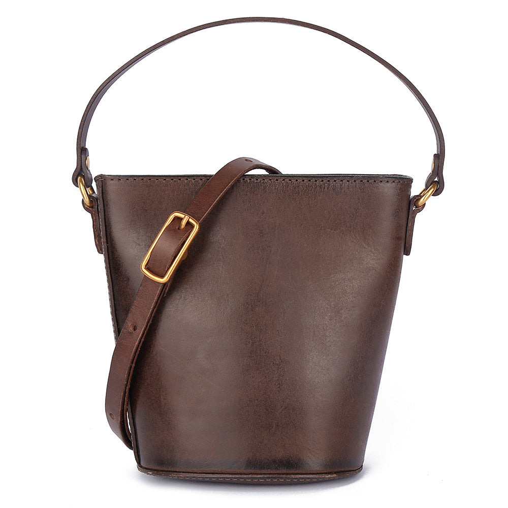 Vegetable-Tanned Leather Bag, Phone Bags-Handbags-Black-Free Shipping Leatheretro