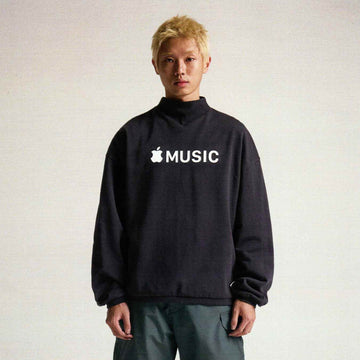 URBAN+FOREST Music Store Mock Neck Sweatshirt-Sweatshirt-XS-Dark Blue-Free Shipping Leatheretro