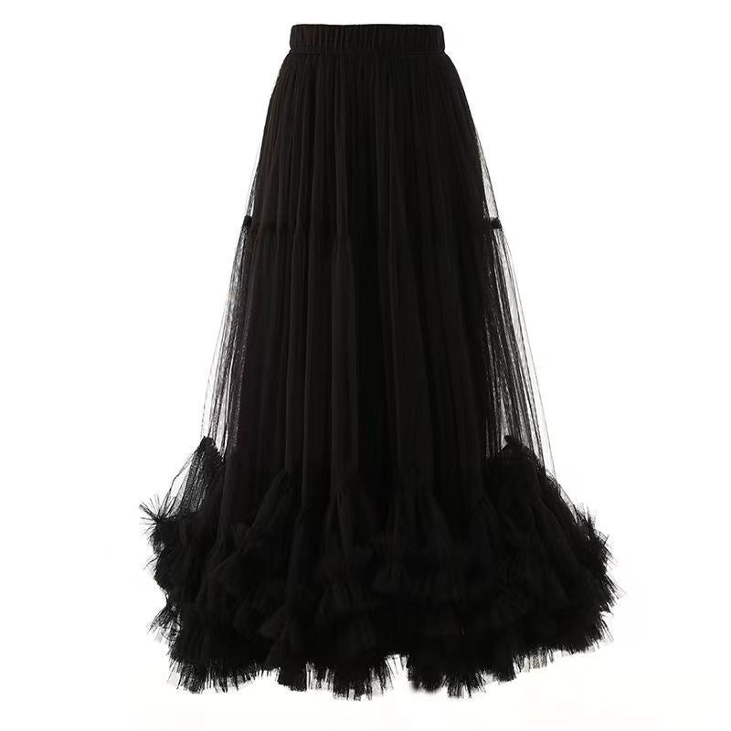 Fairy Designed Ruffled A Line Skirts for Women-Skirts-Black-One Size-Free Shipping Leatheretro