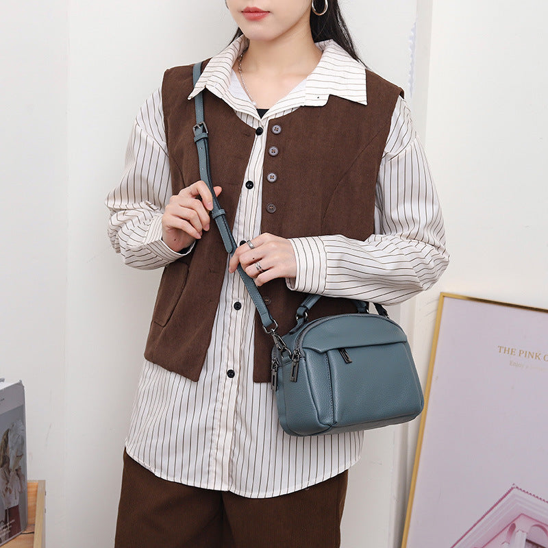 Genuine Leather Women's Handbag-black-22CM*8CM*17CM-Free Shipping Leatheretro