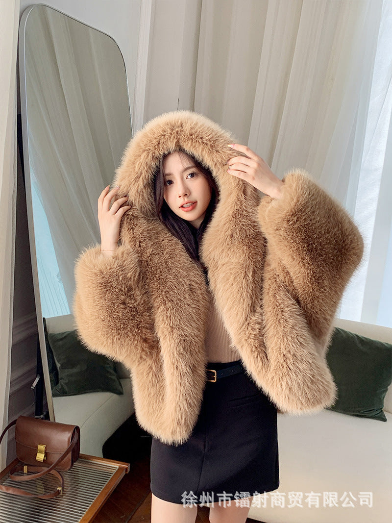 Luxurious Designed Faux Fox Fur Women Overcoats-Coats & Jackets-Yellow Green-S-Free Shipping Leatheretro