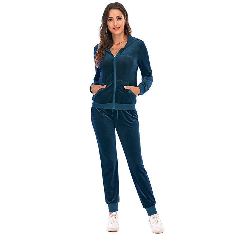 Fashion Casual Spring Sports Suits for Women-Sports Suits-Blue-S-Free Shipping Leatheretro