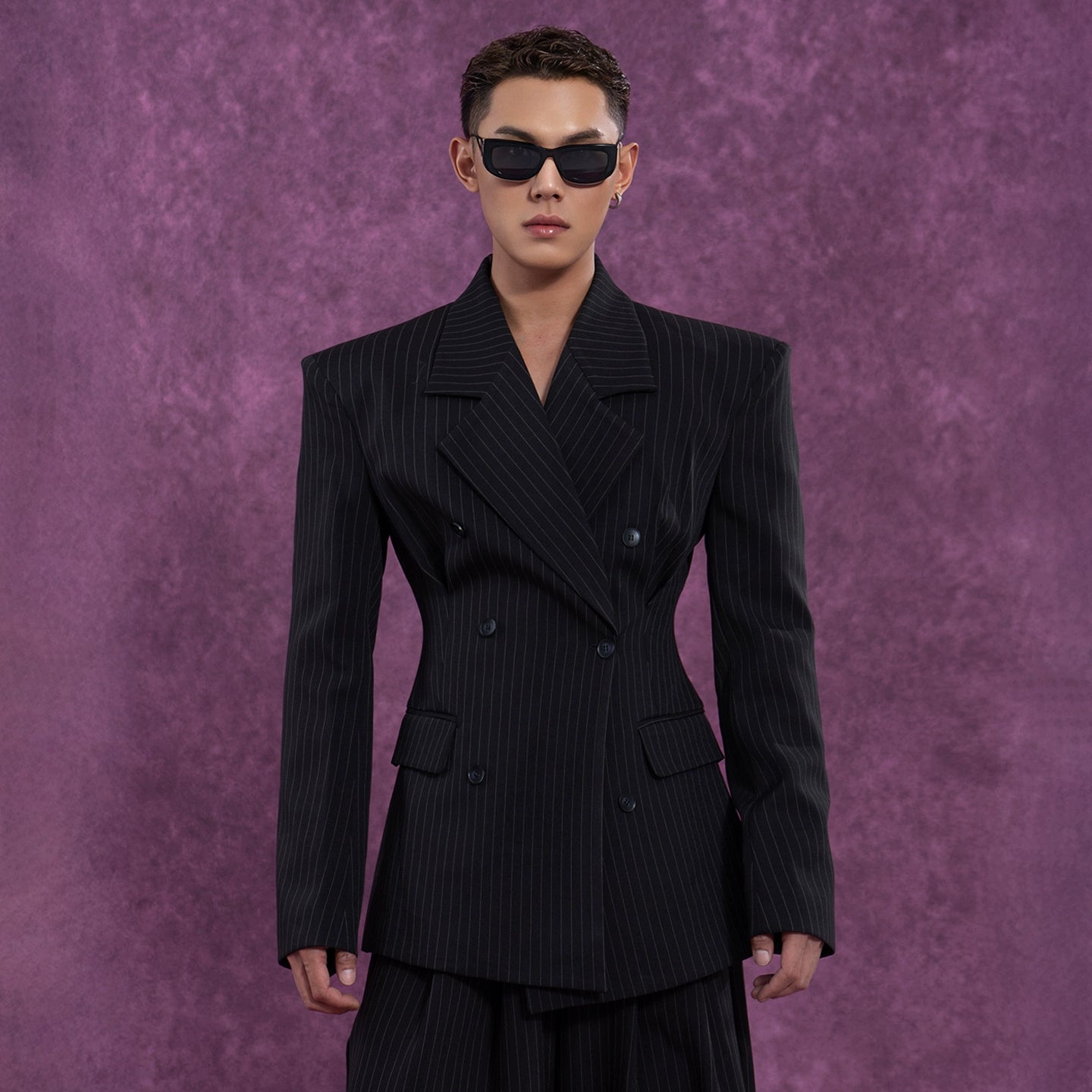 CLP Unisex Vintage Black Striped Blazer-Black-S-Free Shipping Leatheretro