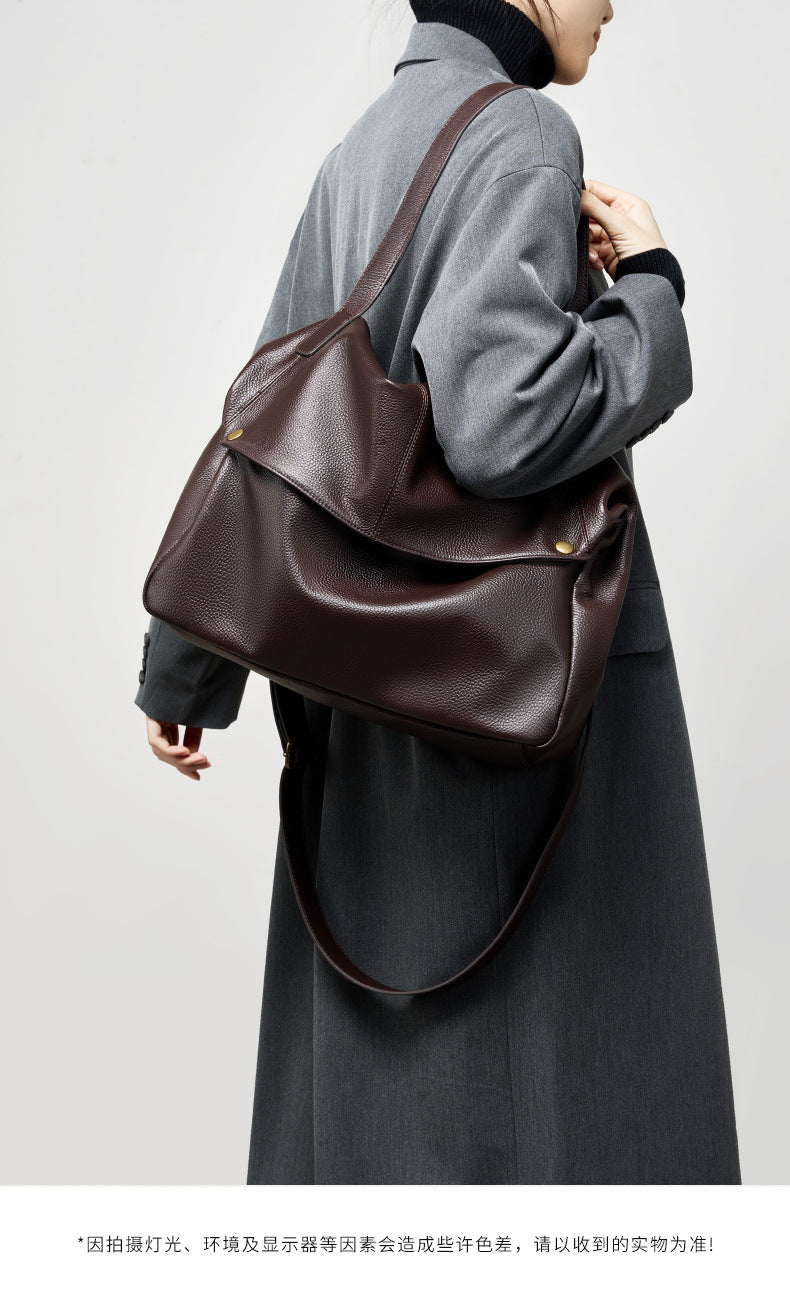 Oversized Genuine Leather Tote Bag-Handbags-Black-36*13*32cm-Free Shipping Leatheretro