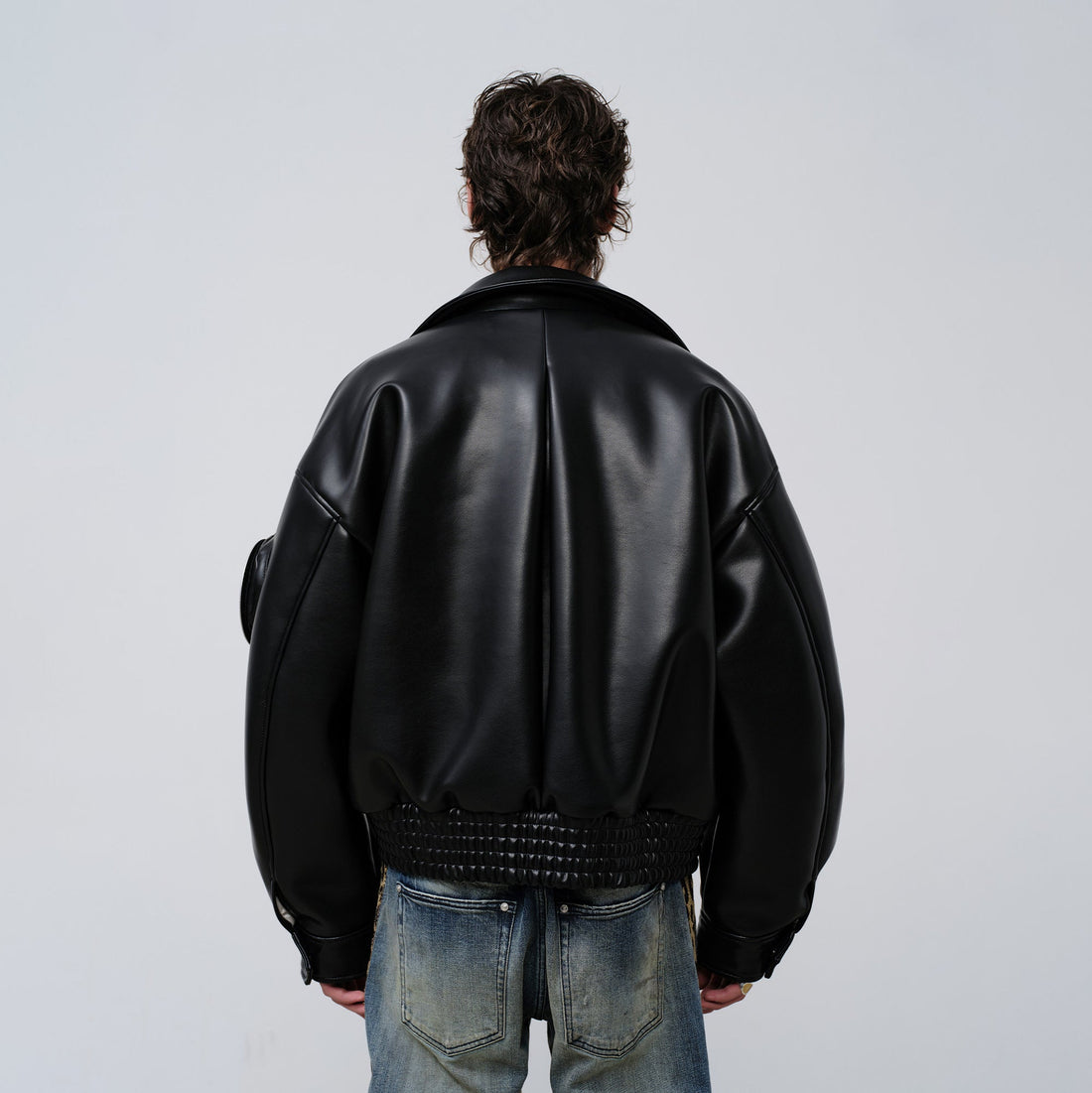 FACEONLAB Arm-Patched Bomber Oversized Jacket-Jacket-M (Preorder)-Free Shipping Leatheretro