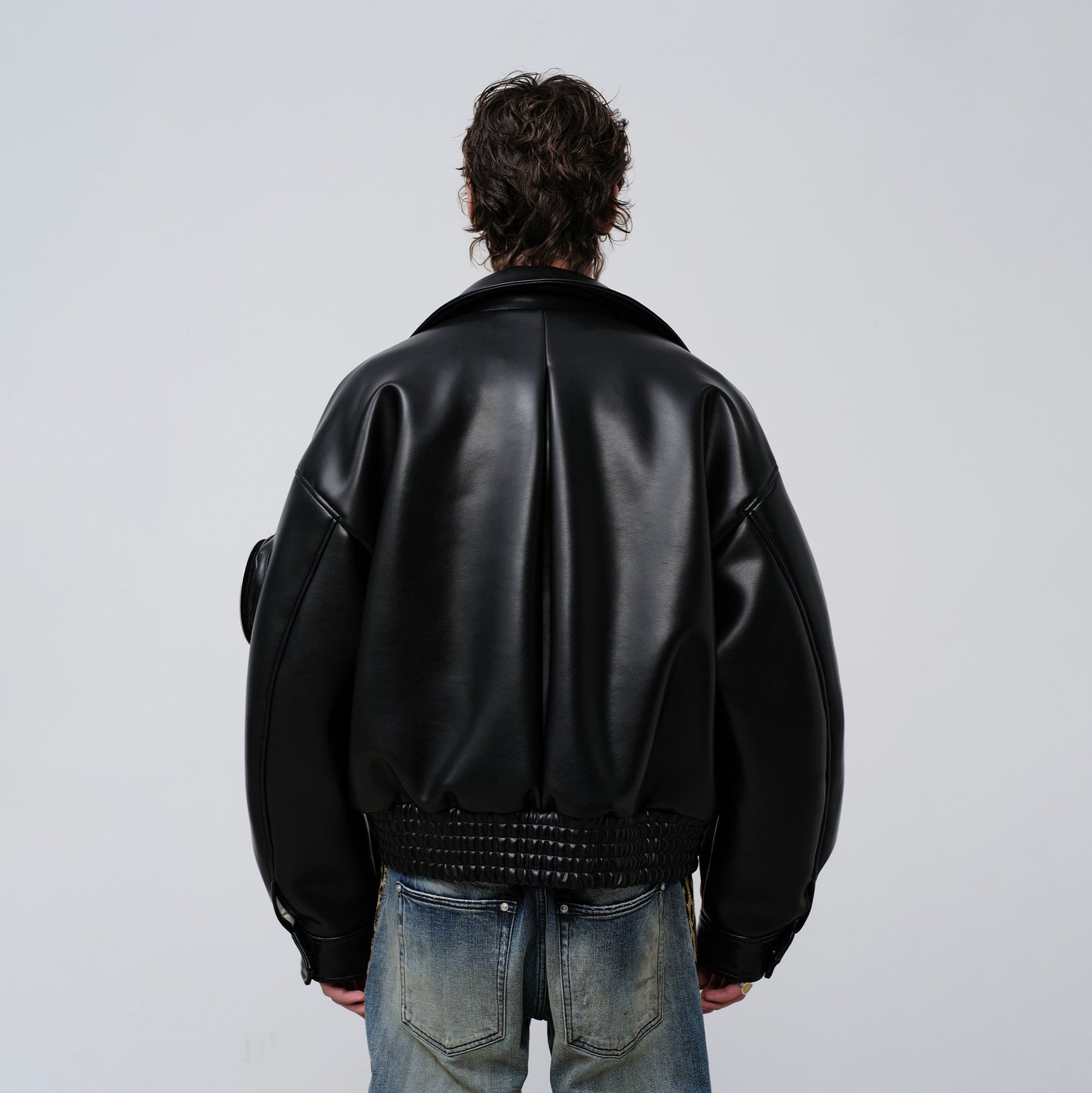 FACEONLAB Arm-Patched Bomber Oversized Jacket-Jacket-M (Preorder)-Free Shipping Leatheretro