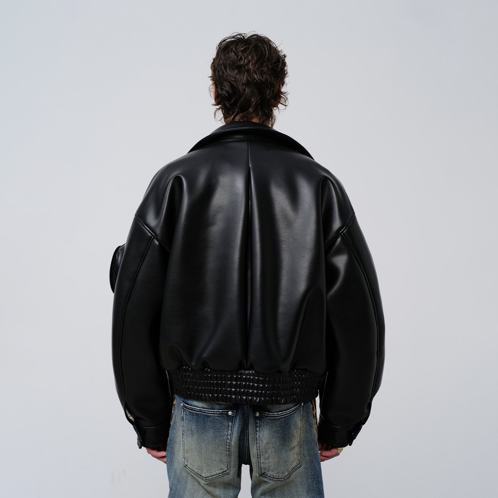 FACEONLAB Arm-Patched Bomber Oversized Jacket-Jacket-M (Preorder)-Free Shipping Leatheretro
